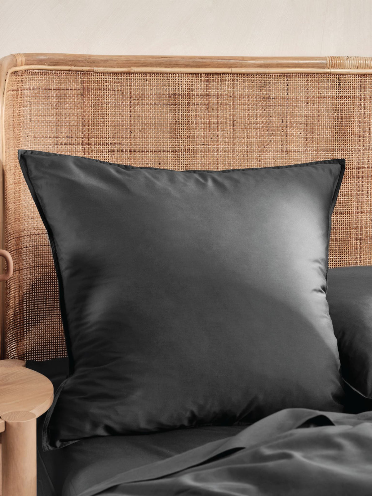 European Pillowcase Bamboo Cotton Sateen Linen House Nara Charcoal