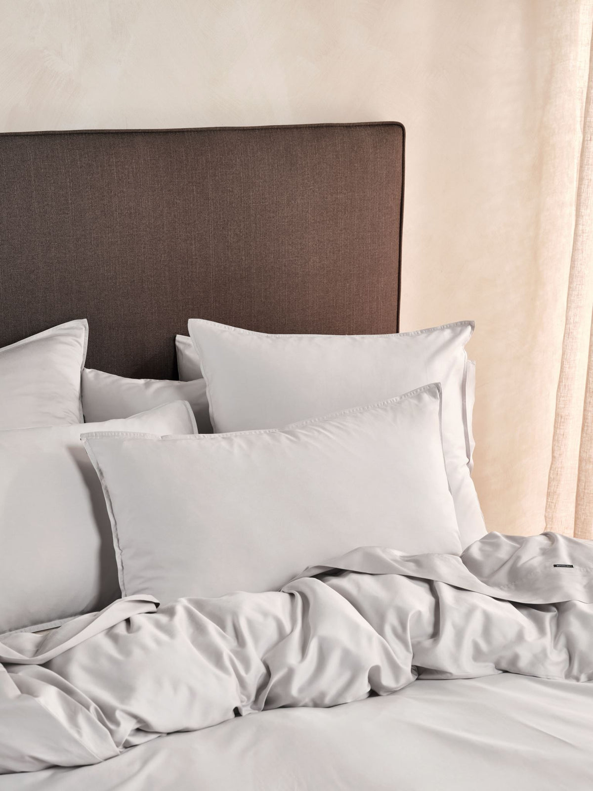 Duvet Cover Set Bamboo Cotton Sateen Linen House Nara Single Silver