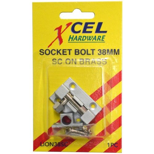 SOCKET BOLTS - Satin Chrome on Brass Xcel (38mm)
