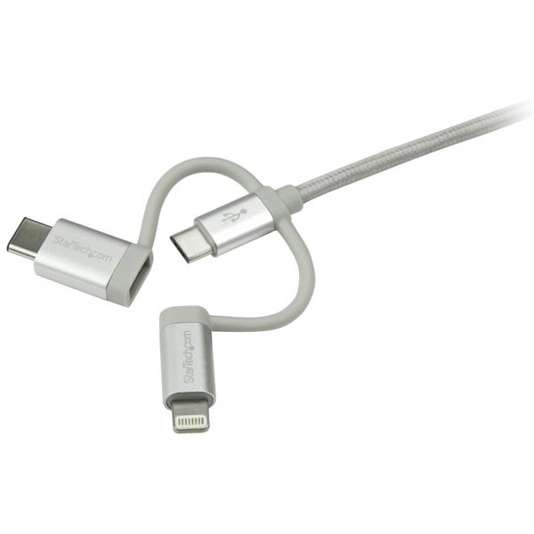 USB Multi-Charger Cable - Lightning, USB-C, Micro-B - Braided - 1 m (3 ft.)