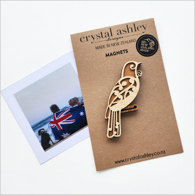 Magnet - Koru Tui NZ Rimu and Bamboo Veneer (5.3cm x 7.5m)