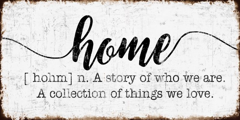 Stylish 60cm MDF wall art titled "Home Definition," perfect for enhancing any living space with charm and elegance.