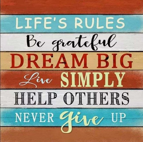Wall Art on MDF - Lifes Rules (40 x 40cm)