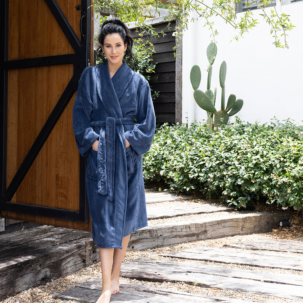 S/M Microplush Robe Denim- Bambury