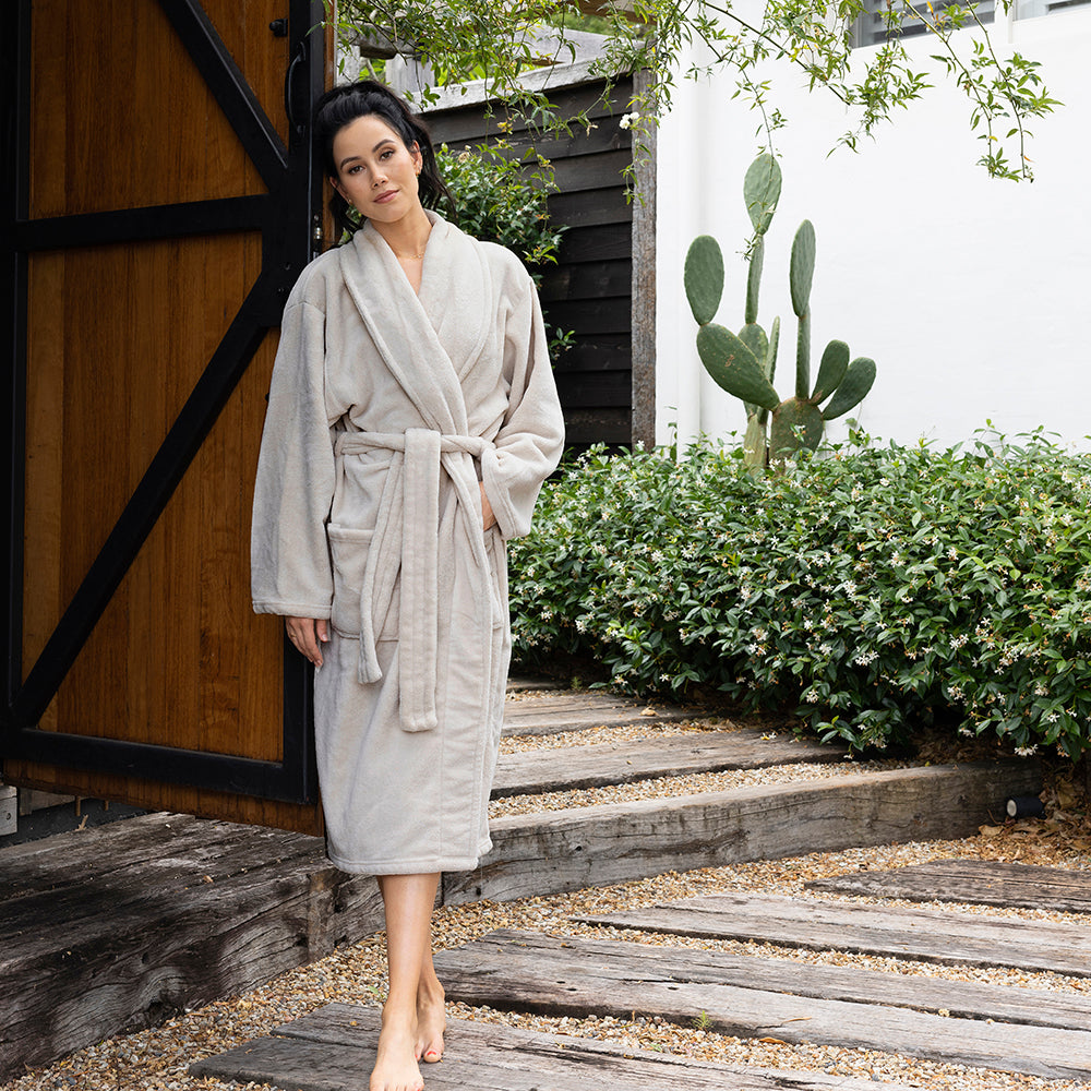 S/M Microplush Robe Stone- Bambury