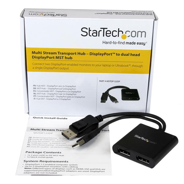 DisplayPort to DisplayPort Multi-Monitor Splitter - 2-Port MST Hub