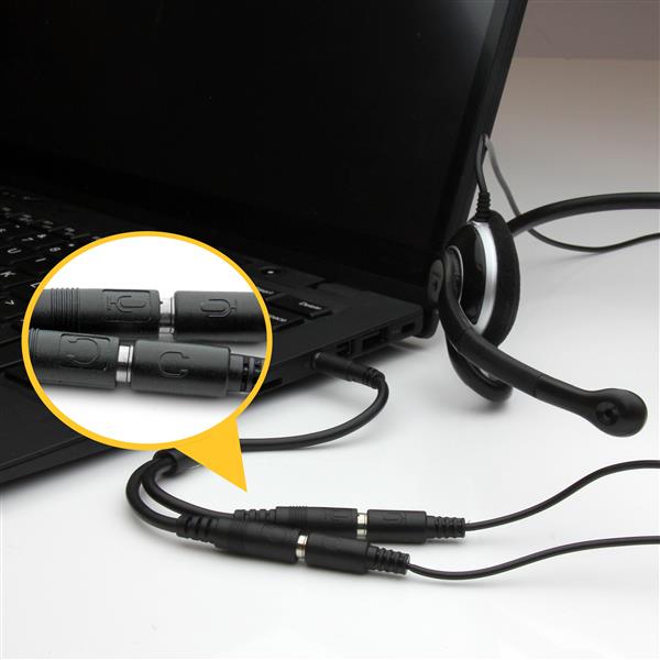 Headset adapter for headsets with separate headphone / microphone plugs