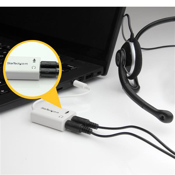 3.5mm 4 Position to 2x 3 Position 3.5mm Headset Splitter Adapter M/F - White