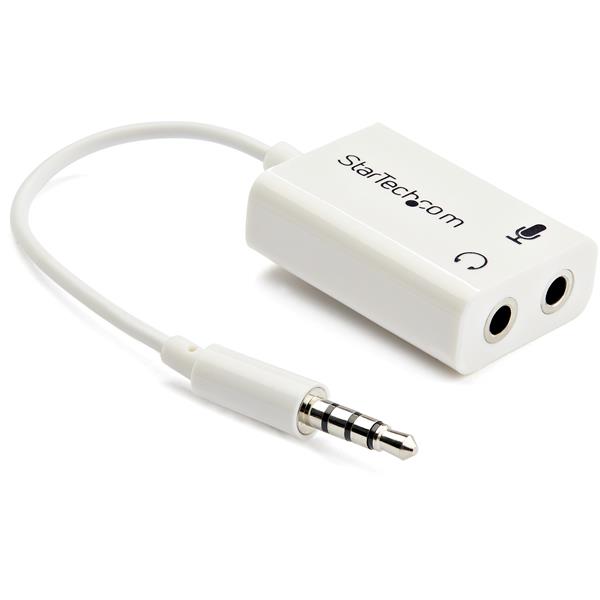 3.5mm 4 Position to 2x 3 Position 3.5mm Headset Splitter Adapter M/F - White