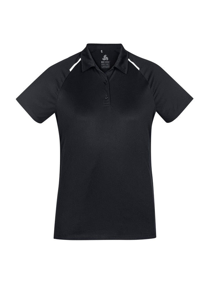 Academy Womens Short Sleeve Polo - Black/White