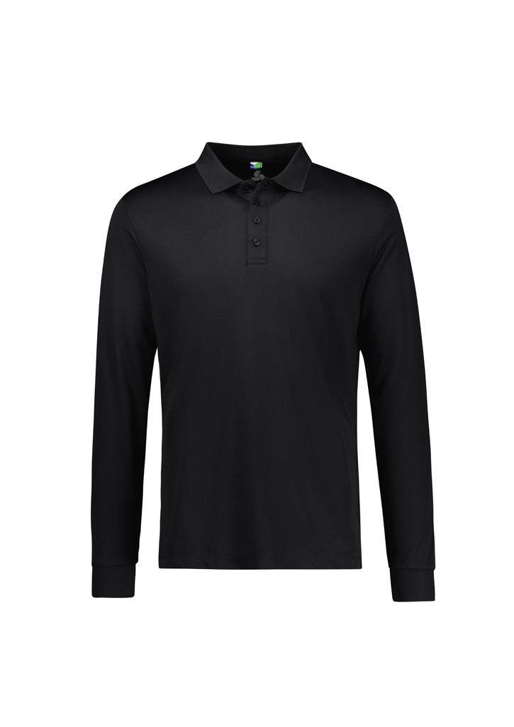 Action Mens Long Sleeve Polo - Black