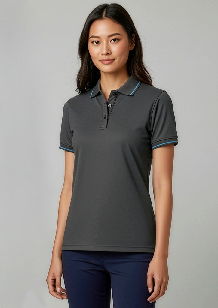 Jet Womens Short Sleeve Polo - Steel Grey/Red
