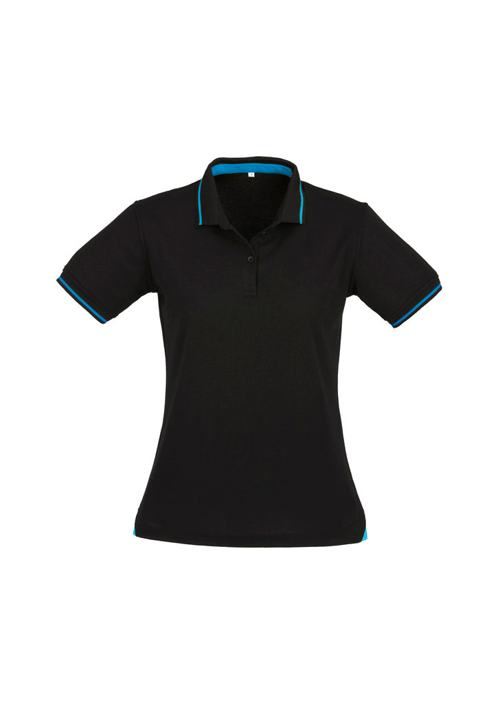 Jet Womens Short Sleeve Polo - Black/Cyan