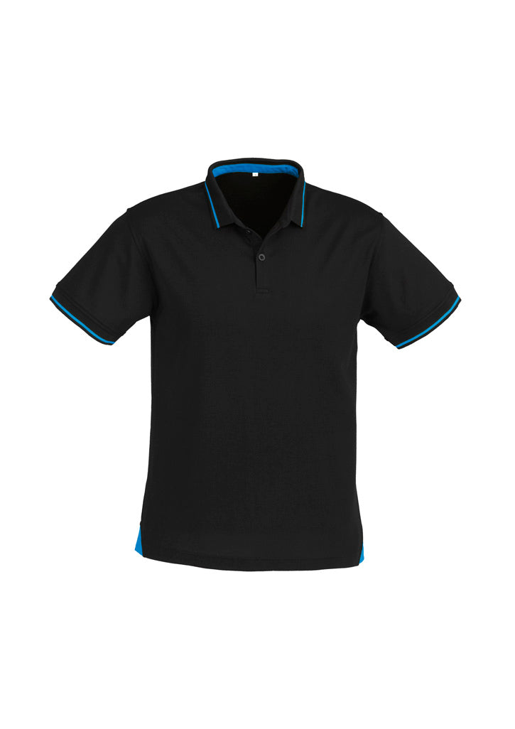 Jet Mens Short Sleeve Polo - Black/Cyan