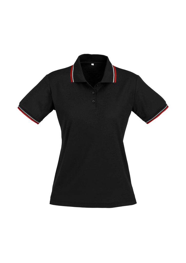 Cambridge Womens Short Sleeve Polo - Black/Red/White