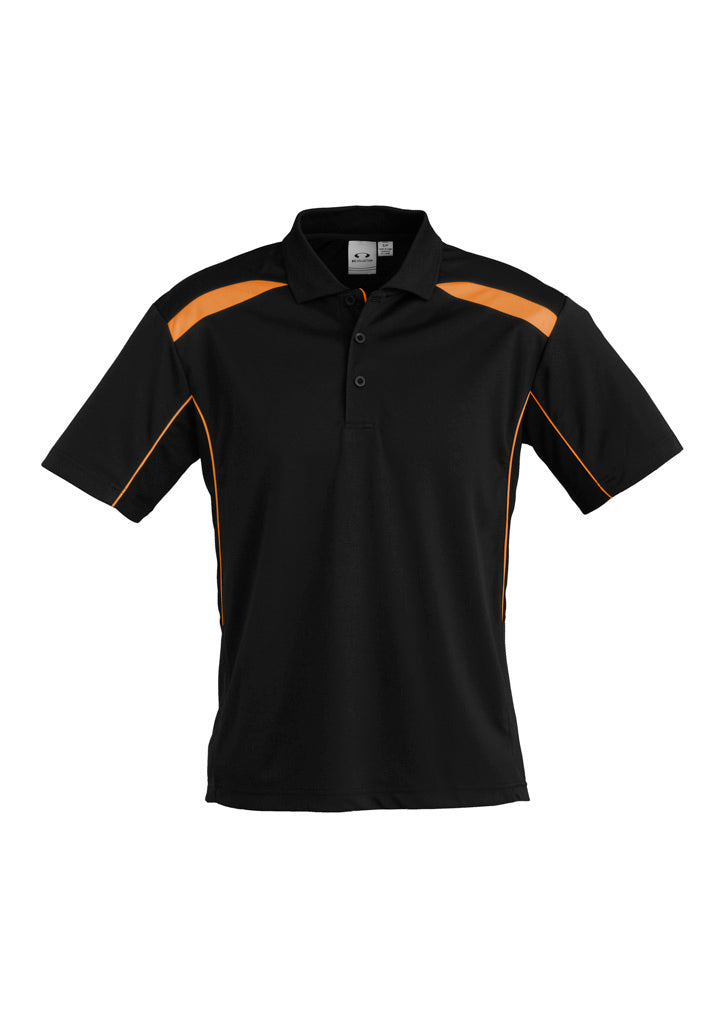 United Mens Short Sleeve Polo - Black/Orange