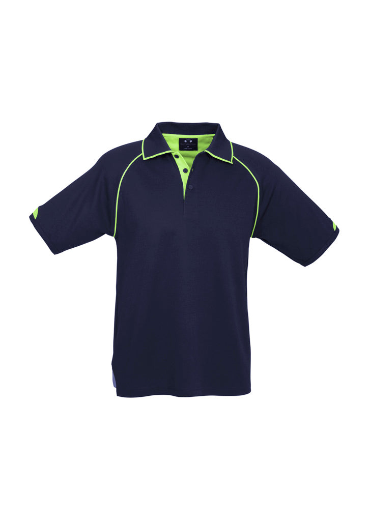 Fusion Mens Short Sleeve Polo - Navy/Fluoro Yellow/Lime