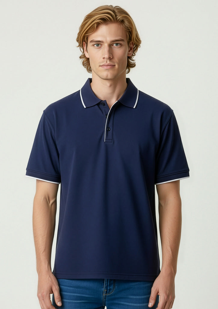 Elite Mens Short Sleeve Polo - Black/White