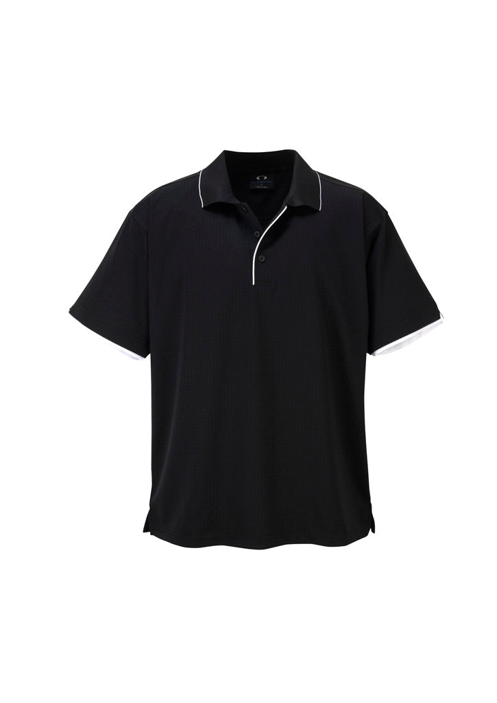 Elite Mens Short Sleeve Polo - Black/White