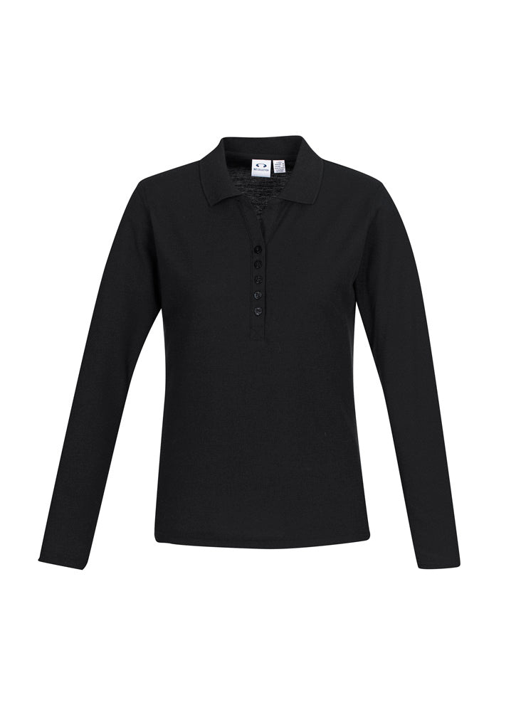 Crew Womens Long Sleeve Polo - Black