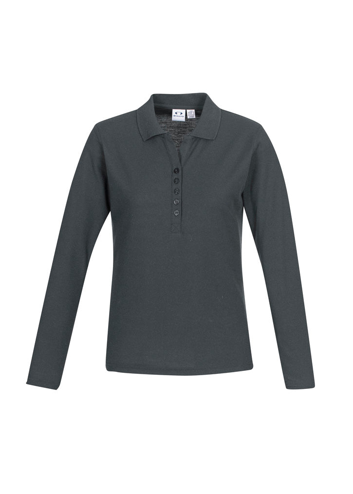 Crew Womens Long Sleeve Polo - Charcoal