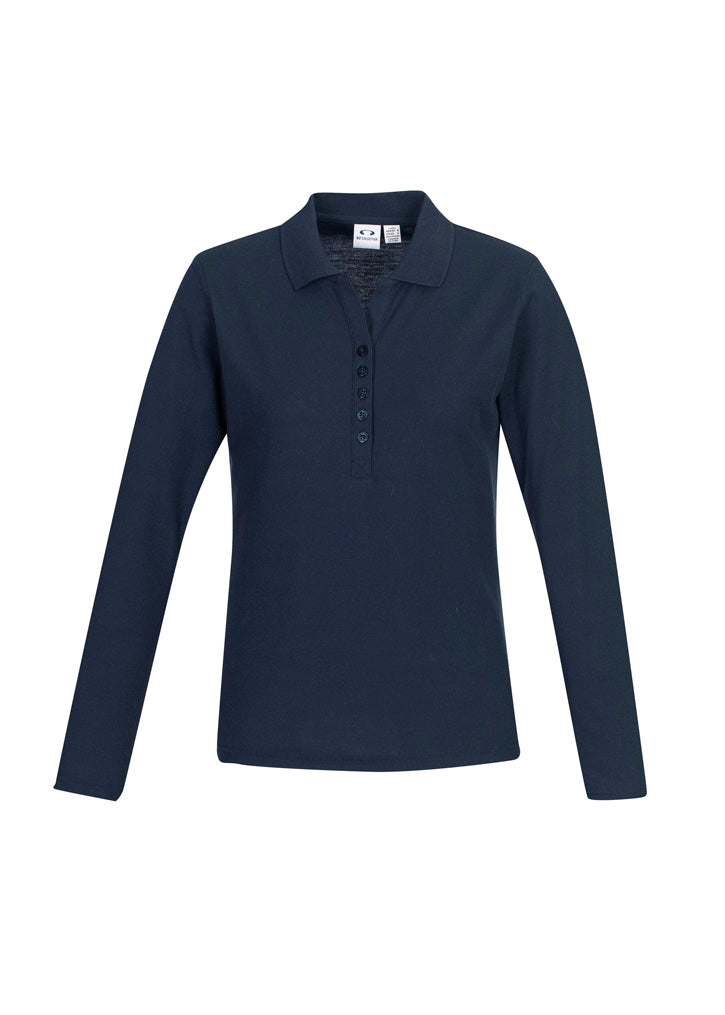 Crew Womens Long Sleeve Polo - Navy