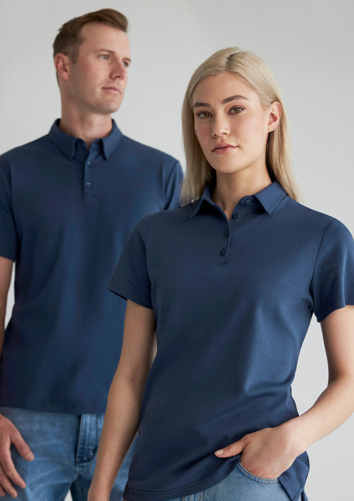 Lotus Mens Short Sleeve Polo - Mineral Blue