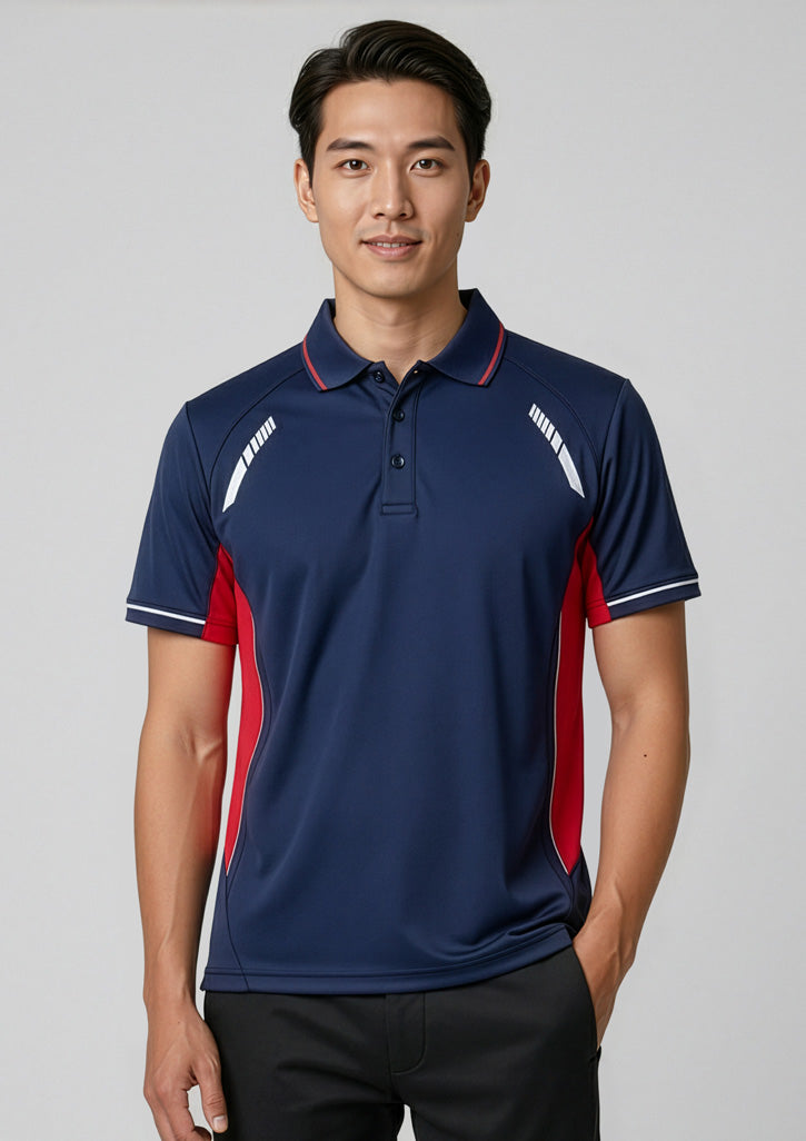 Renegade Mens Short Sleeve Polo - Navy/Red/Silver