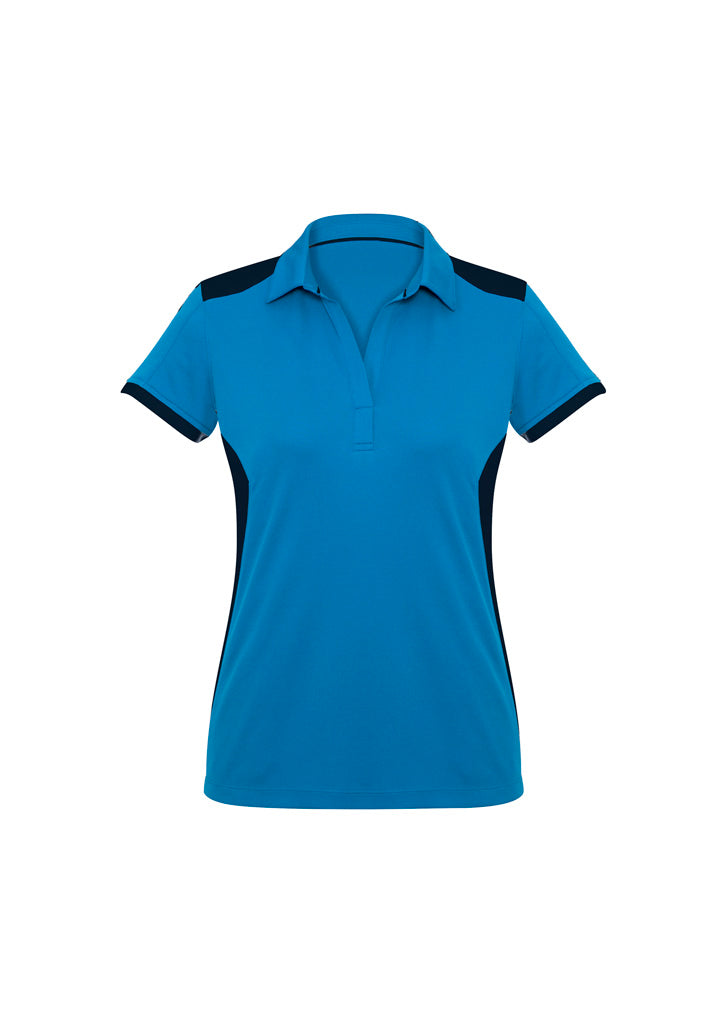 Rival Womens Short Sleeve Polo - Cyan/Navy