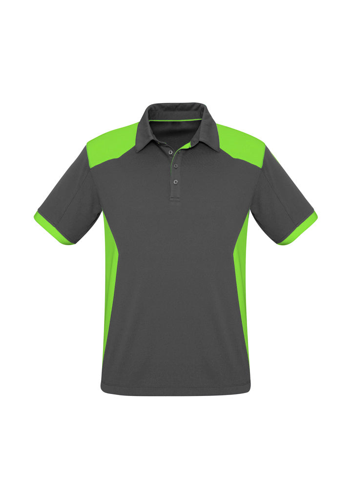 Rival Mens Short Sleeve Polo - Grey/Fluoro Lime