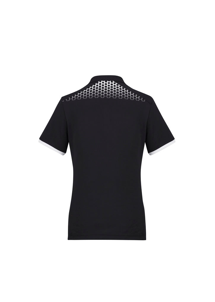 Galaxy Womens Short Sleeve Polo - Black/White