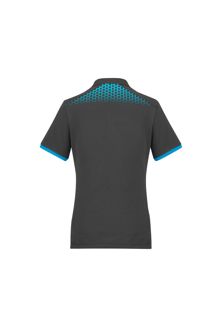Galaxy Womens Short Sleeve Polo - Grey/Cyan