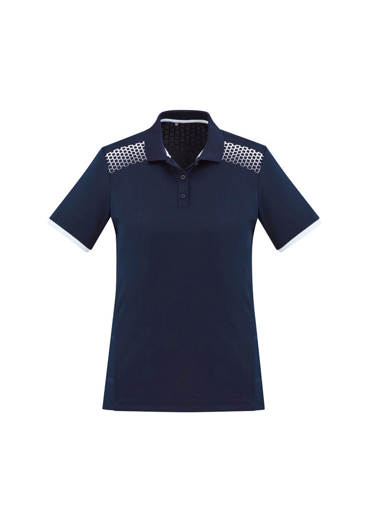 Galaxy Womens Short Sleeve Polo - Navy/White