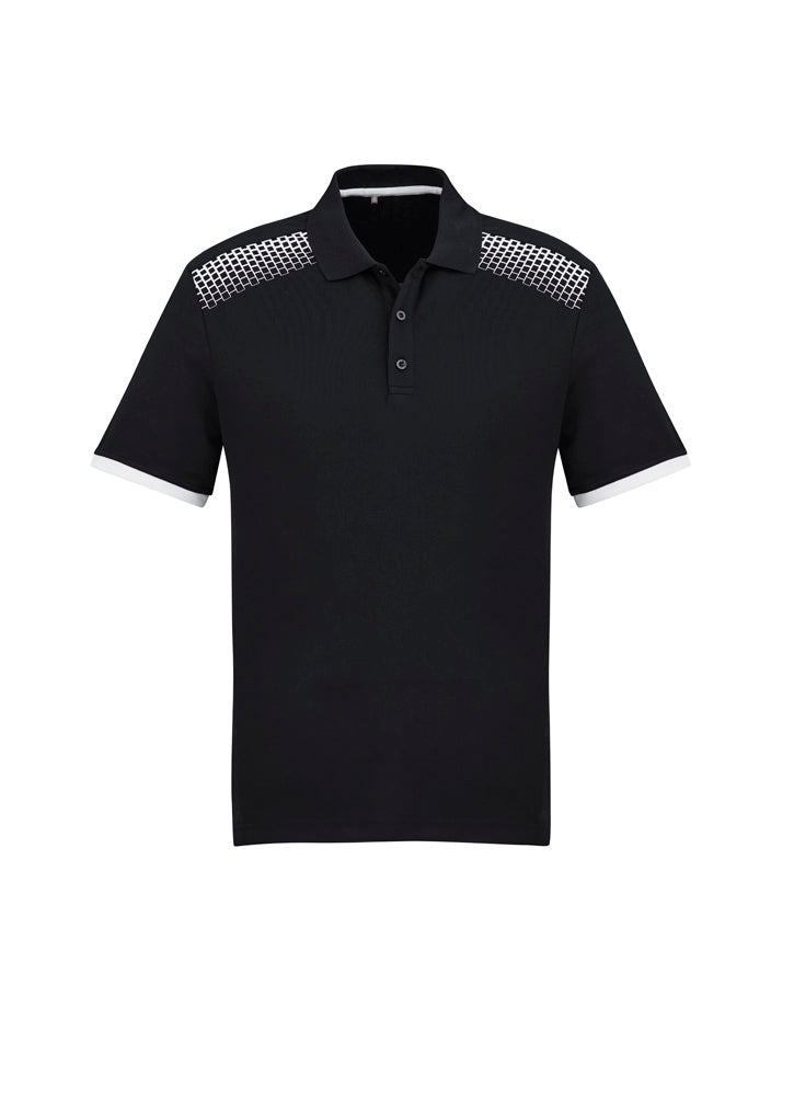 Galaxy Mens Short Sleeve Polo - Black/White