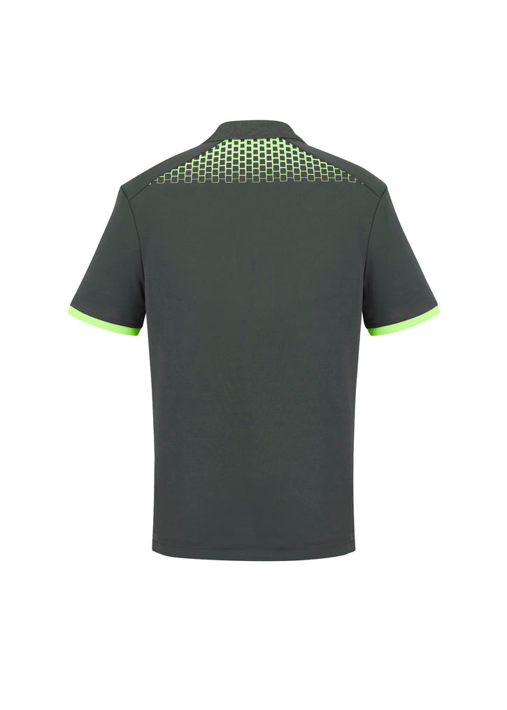 Galaxy Mens Short Sleeve Polo - Grey/Fluoro Lime