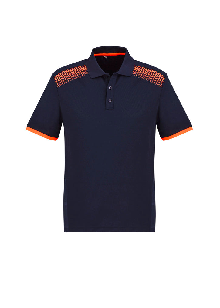 Galaxy Mens Short Sleeve Polo - Navy/Fluoro Orange