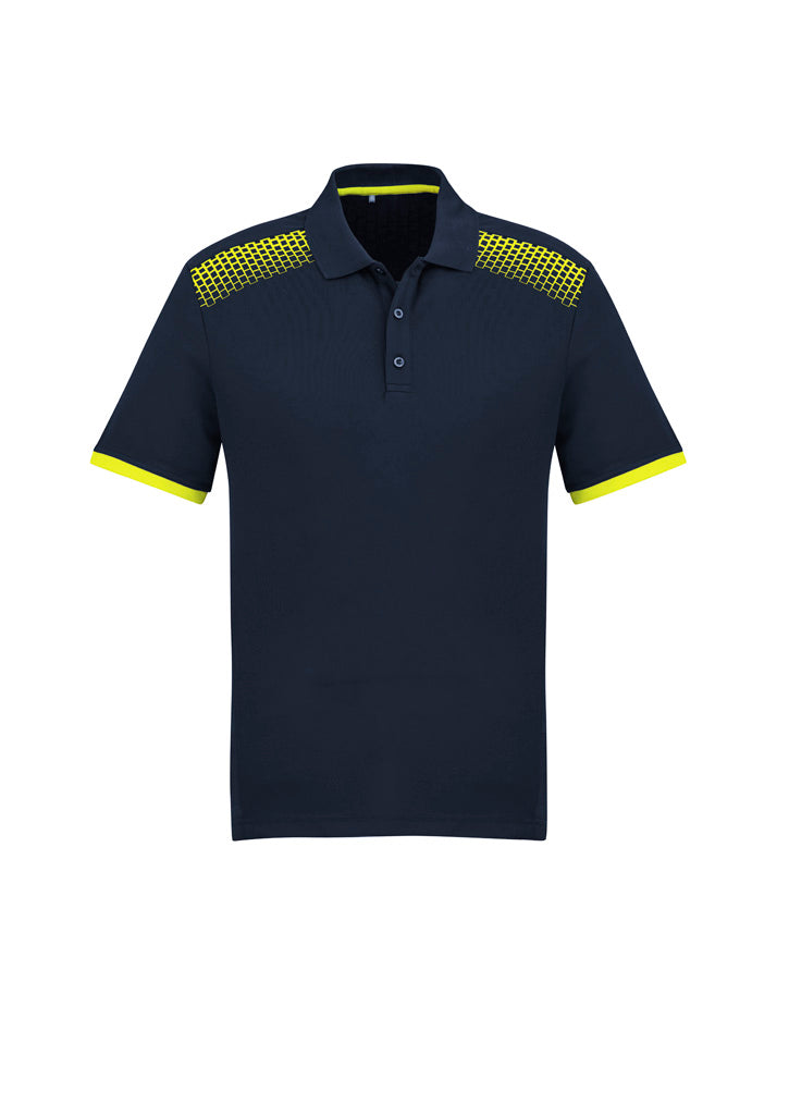 Galaxy Mens Short Sleeve Polo - Navy/Fluoro Yellow