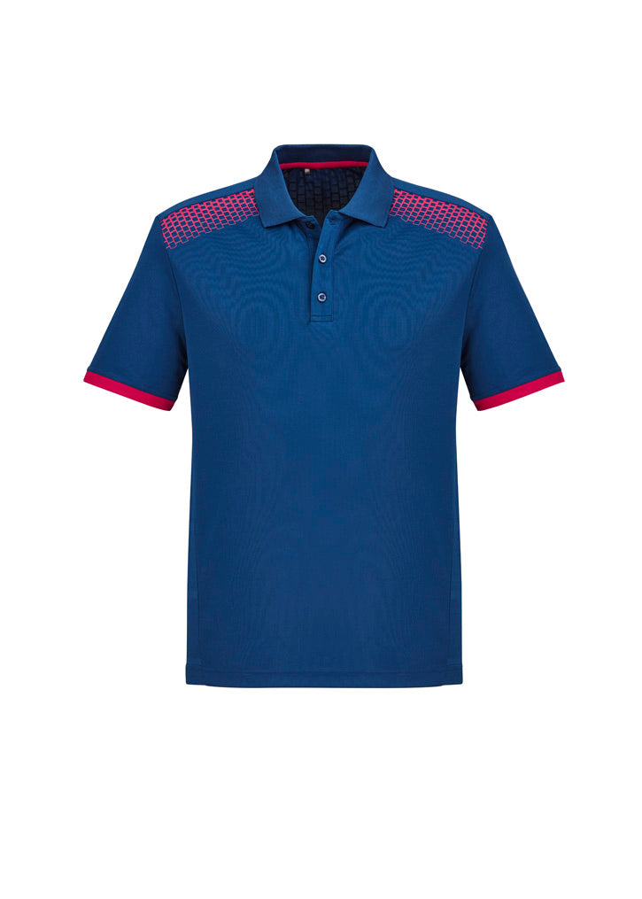 Galaxy Mens Short Sleeve Polo - Steel Blue/Magenta
