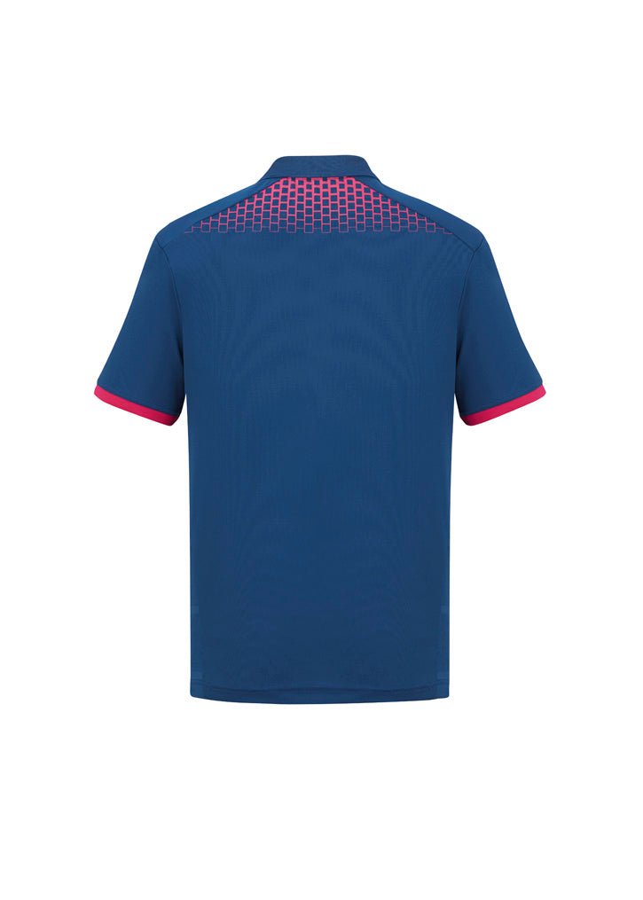 Galaxy Mens Short Sleeve Polo - Steel Blue/Magenta