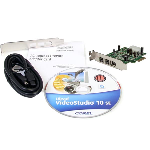 3 Port 2b 1a Low Profile 1394 PCI Express FireWire Card Adapter