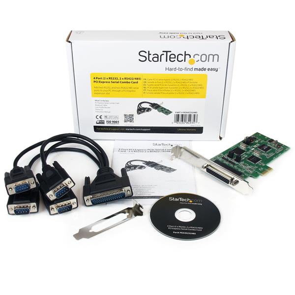 4 Port PCI Express PCIe Serial Combo Card - 2 x RS232 2 x RS422 / RS485