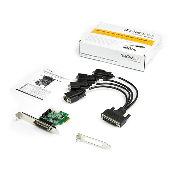4 Port PCI Express RS232 Serial Adapter Card - Full Profile