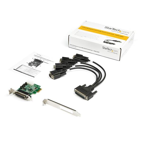 4 Port PCI Express RS232 Serial Adapter Card - Low Profile