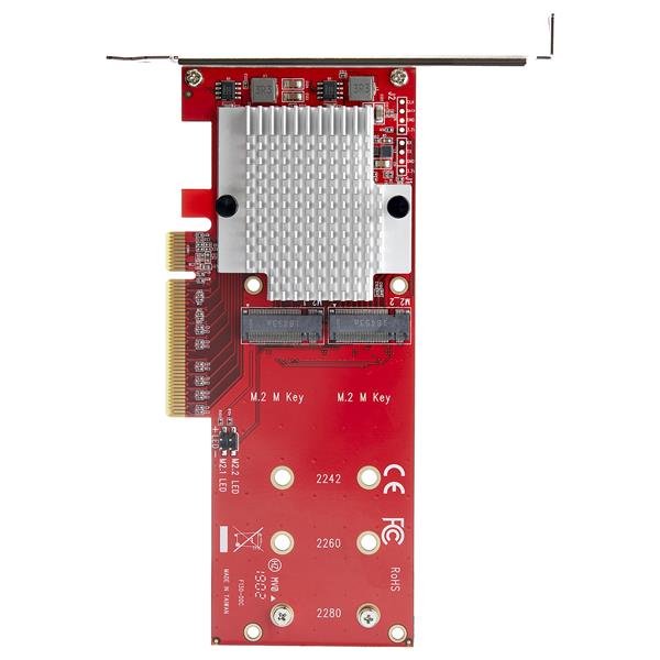 Dual M.2 PCIe SSD Adapter Card - NVMe or AHCI NGFF M-Key SSD
