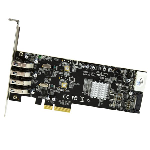 4 Port PCI Express USB 3.0 Card w/ 2 Dedicated 5Gbps Channels - UASP - SATA/LP4
