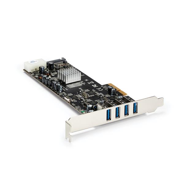 4 Port PCI Express USB 3.0 Card w/ 4 Dedicated 5Gbps Channels - UASP - SATA/LP4