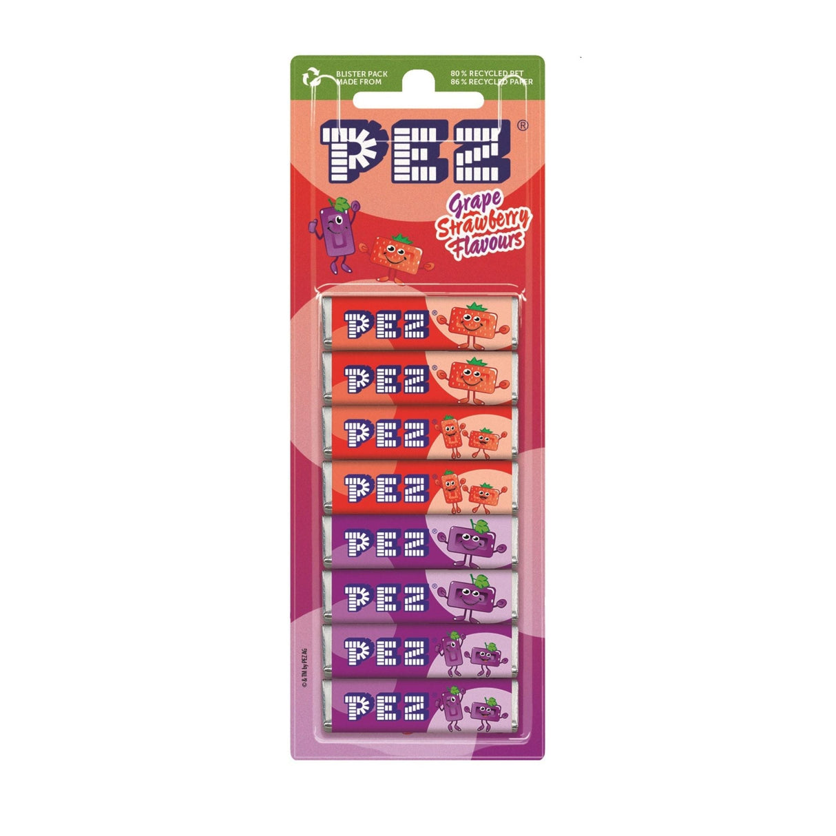PEZ Refill Grape and Strawberry 68g Display - 12pcs