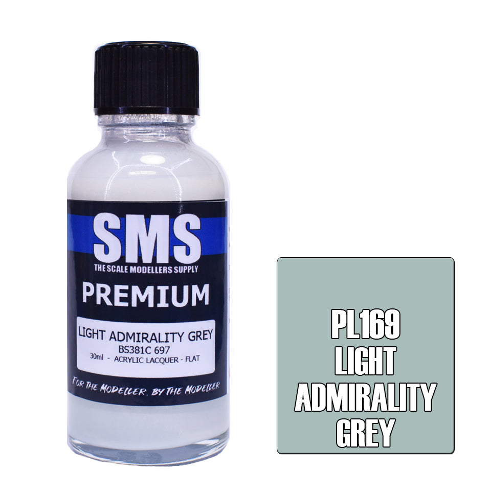 AIR BRUSH PAINT 30ML PREMIUM LIGHT ADMIRALITY GREY ACRYLIC LACQUER