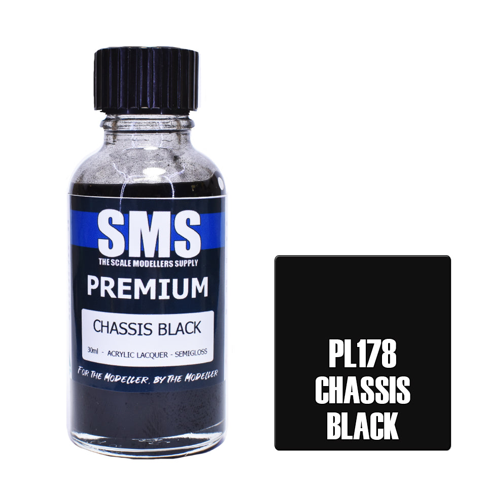 AIR BRUSH PAINT 30ML PREMIUM CHASSIS BLACK ACRYLIC LACQUER