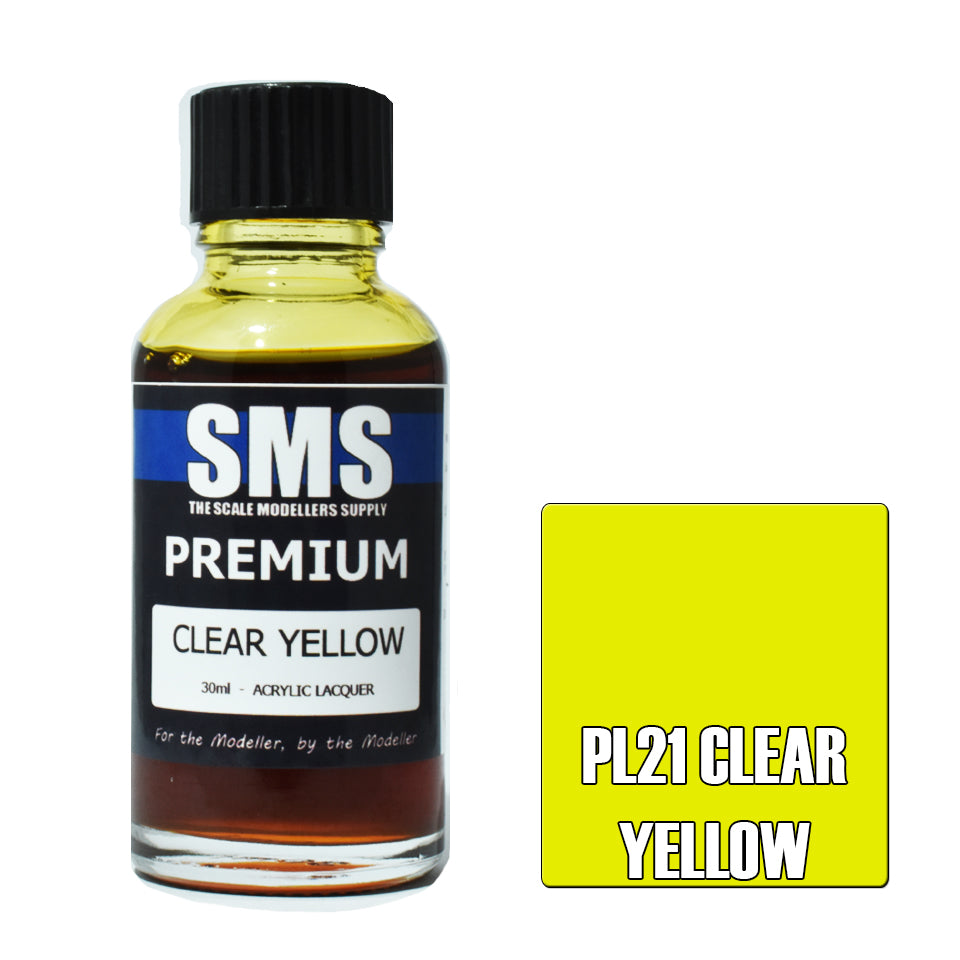 AIR BRUSH PAINT 30ML PREMIUM CLEAR YELLOW ACRYLIC LACQUER SCALE MODELLERS SUPPLY